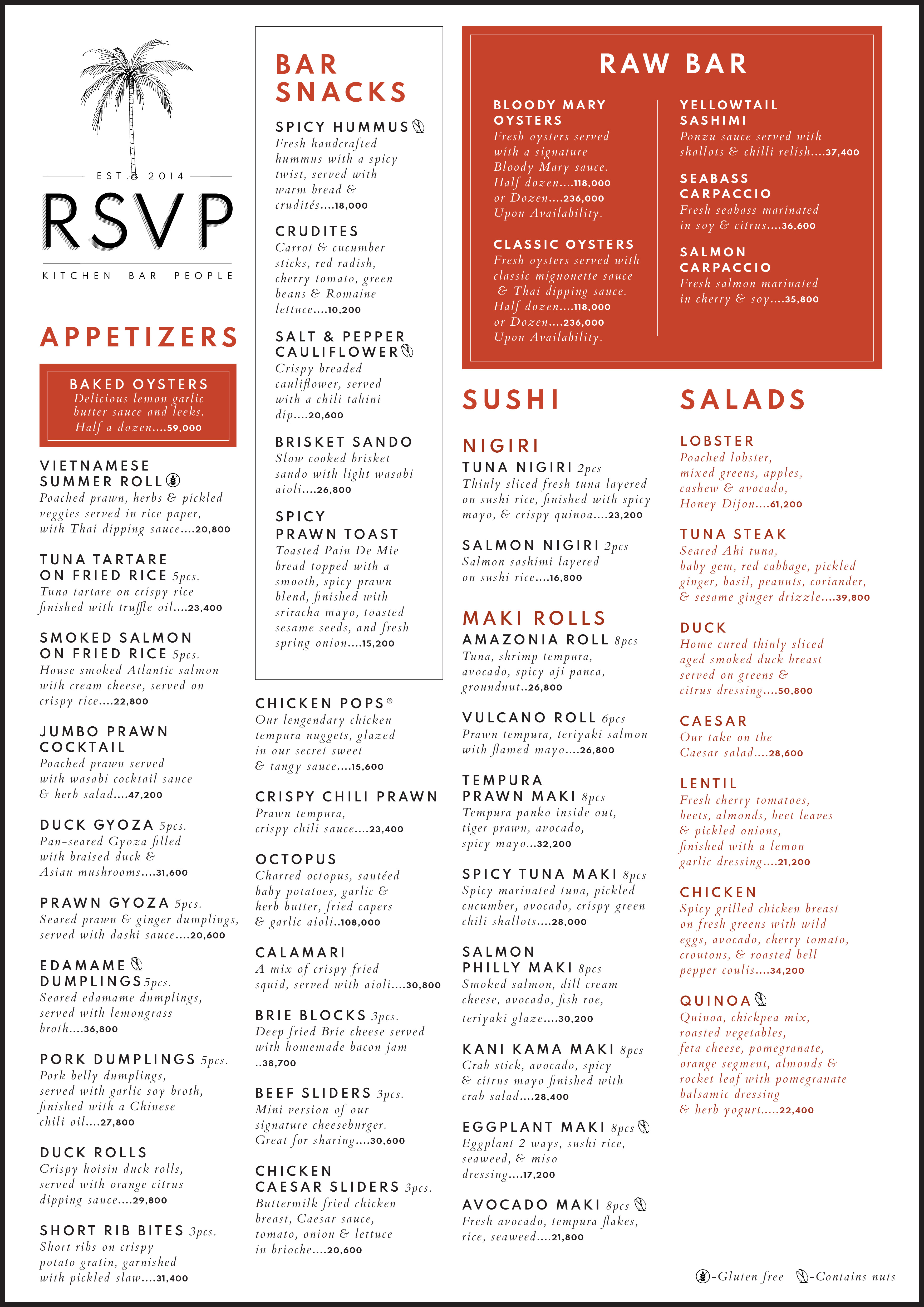 RSVP Food Menu